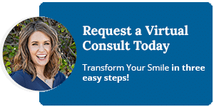 happy woman shows off her smile showing off the virtual consultation option
